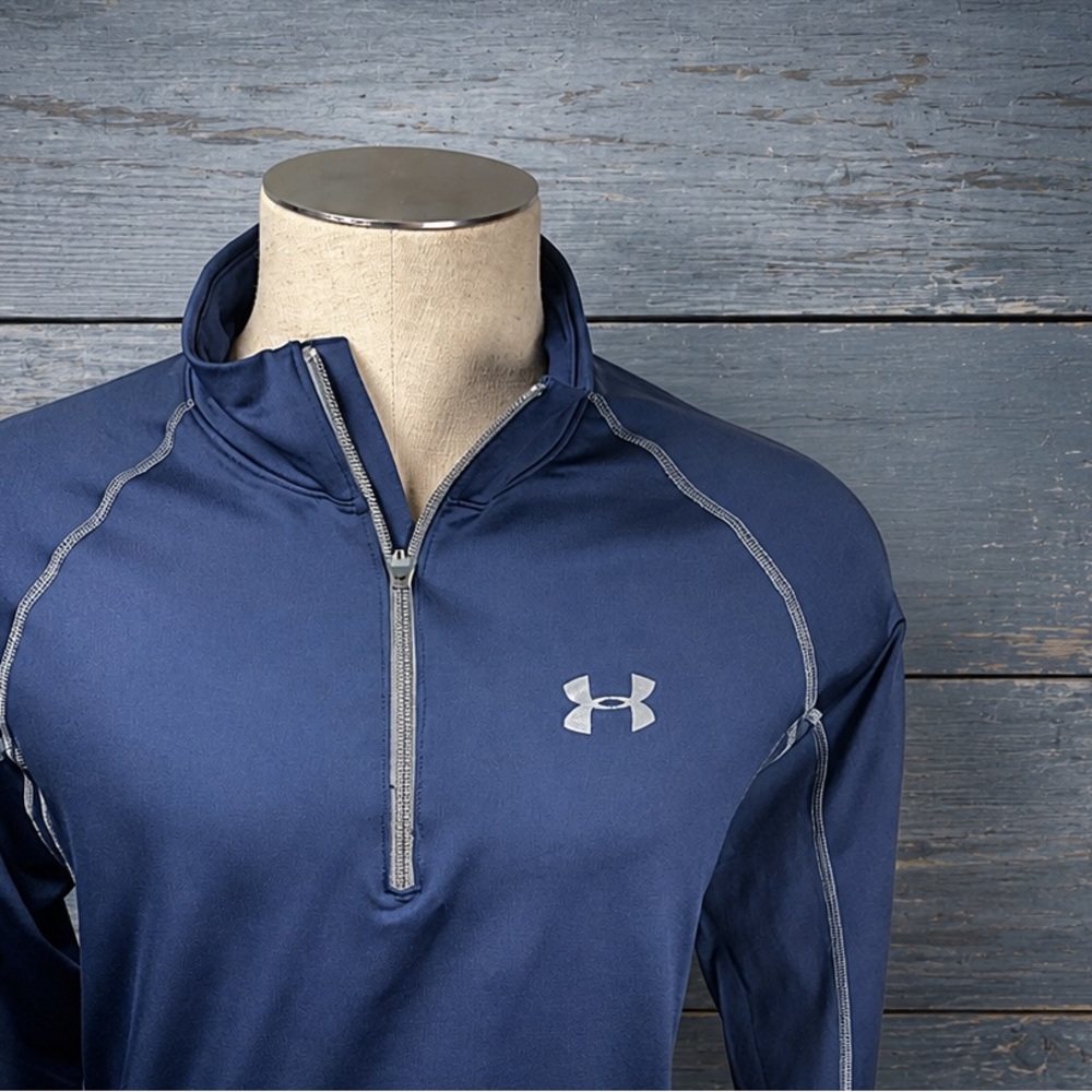 Under Armour ColdGear 1/4 Zip Pullover XL Navy Loose Fit Performance Top